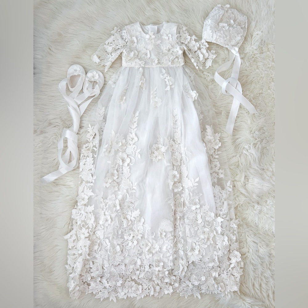 Christening gown girl, Infant baptism dress, Baby baptism gown, Blessing dress